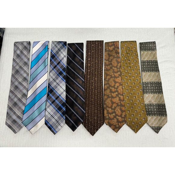 SILK TIE BUNDLE 8 Ties, Neutral Colors, 100% Silk - Picture 1 of 5